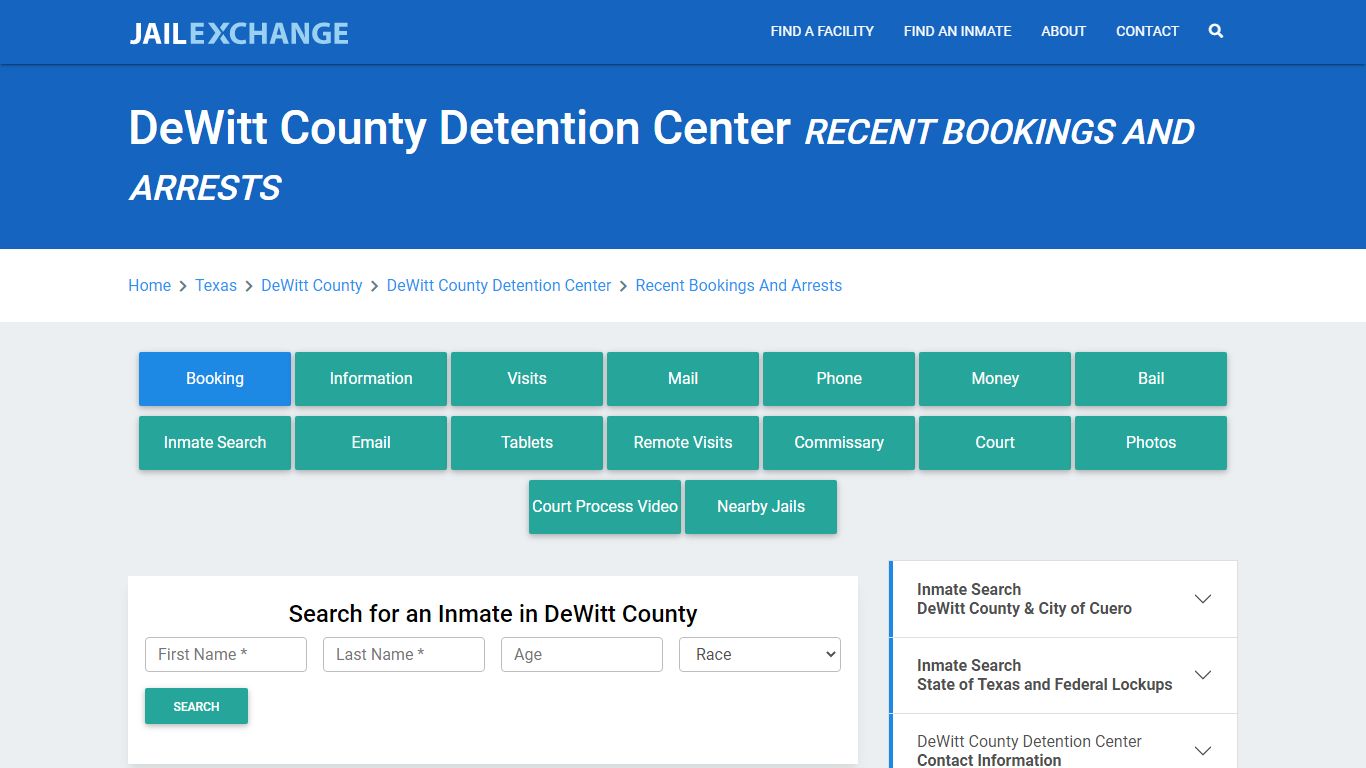 DeWitt County Detention Center Recent Bookings And Arrests - Jail Exchange