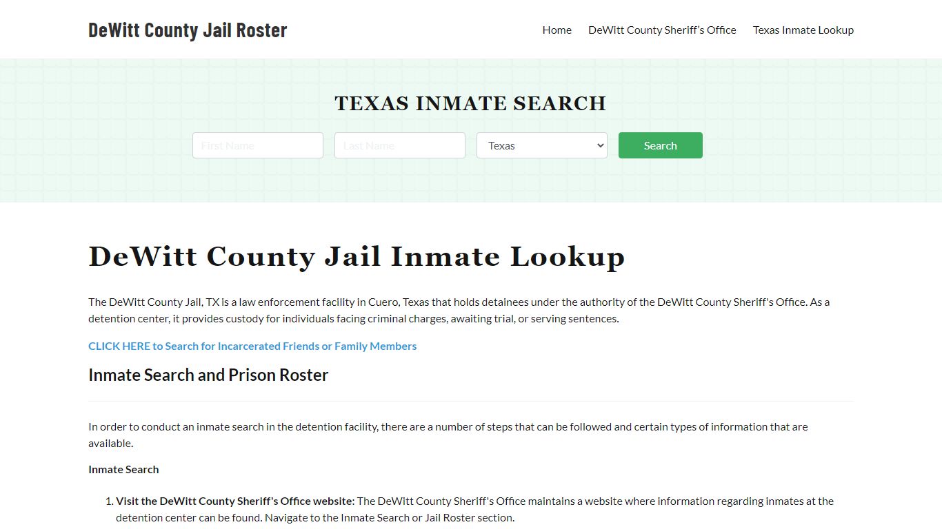 DeWitt County Jail Roster Lookup, TX, Inmate Search