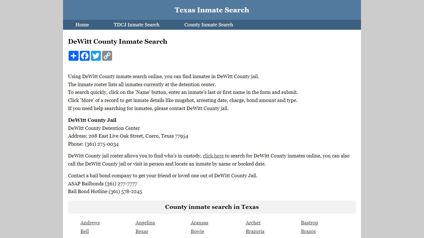 DeWitt County Inmate Search